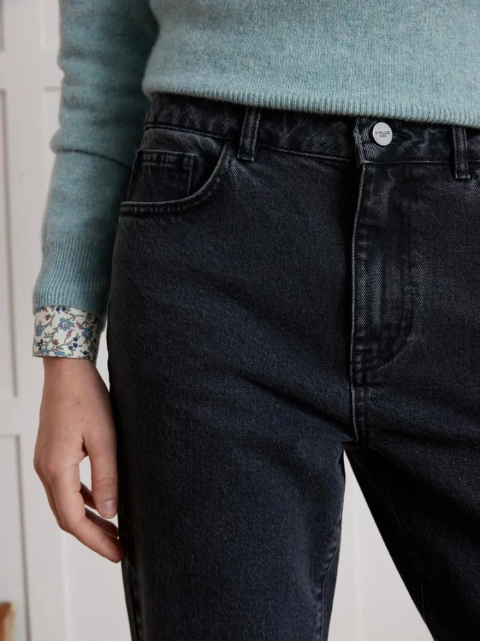 Women Clothing Cyrillus Sandra StraightLeg Organic Cotton Jeans With EcoFriendly Wash Denim Gris Fonce
