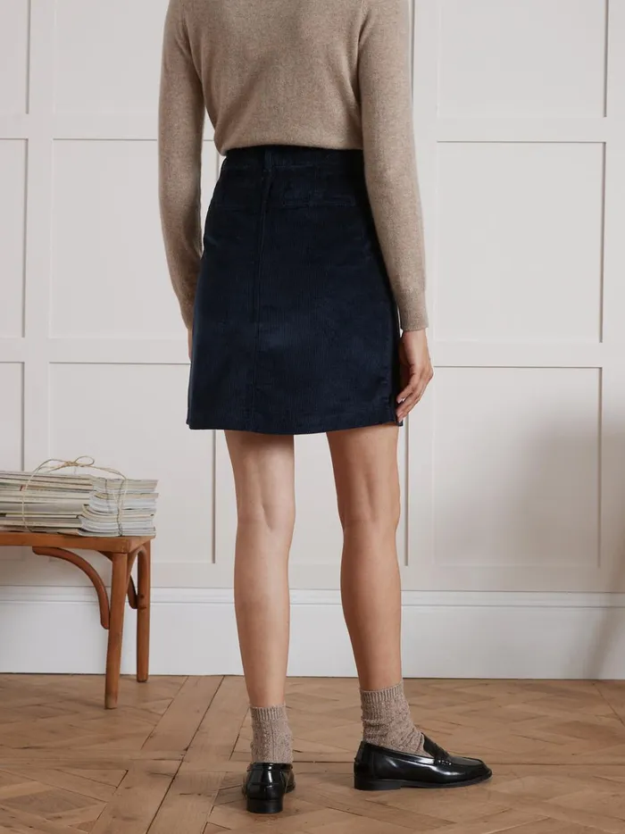 Women Clothing Cyrillus Short Velvety Cord Skirt Encre
