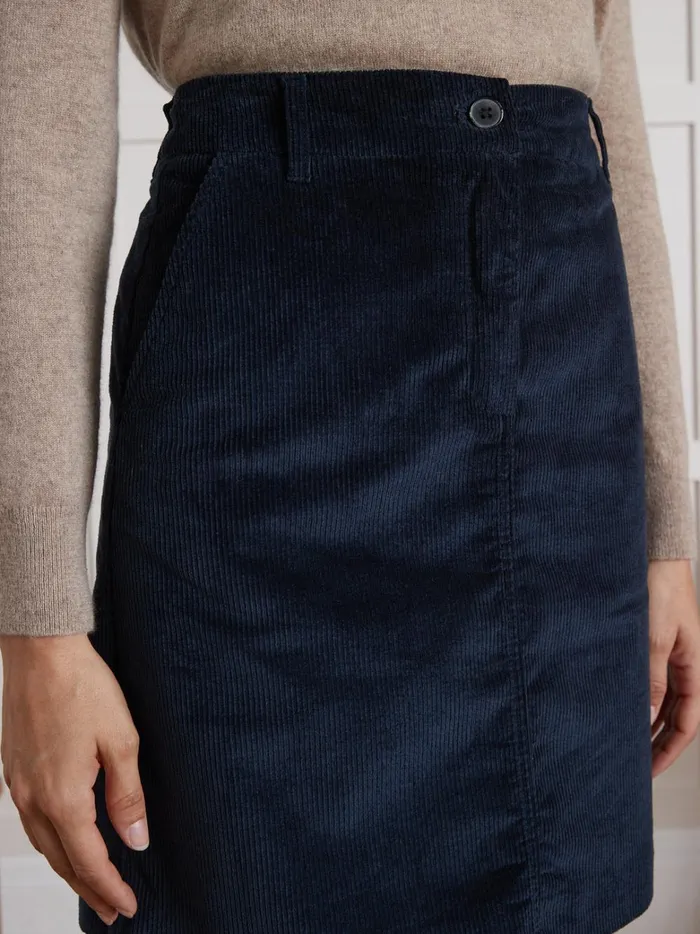 Women Clothing Cyrillus Short Velvety Cord Skirt Encre