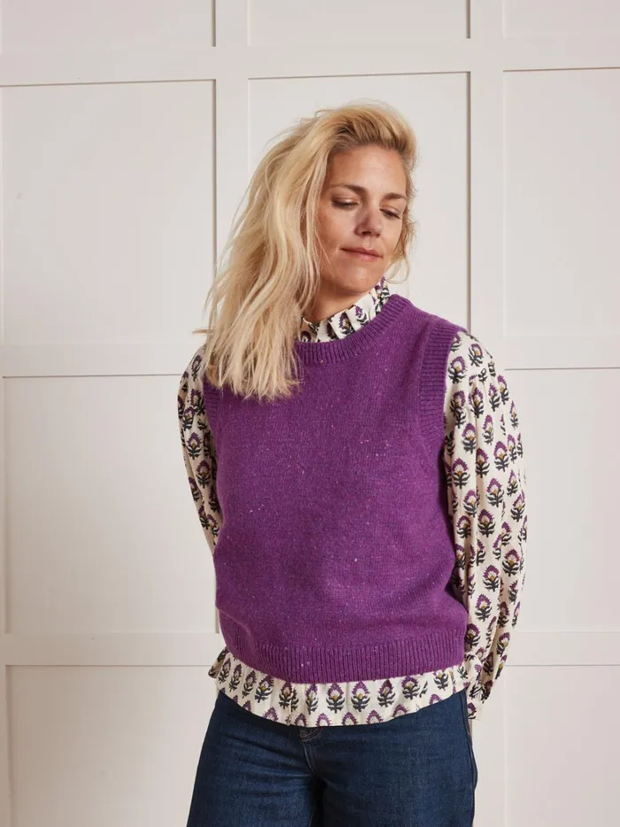 Women Clothing Cyrillus Sleeveless Sarah Sweater 8211 Apaches Collection Violet