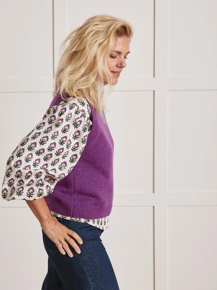 Women Clothing Cyrillus Sleeveless Sarah Sweater 8211 Apaches Collection Violet