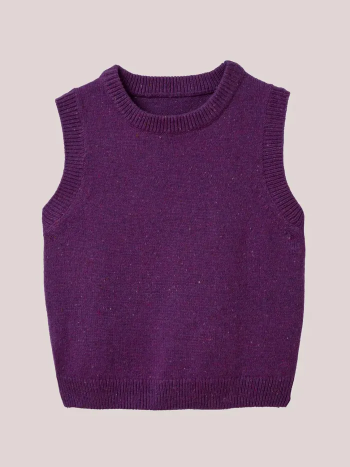 Women Clothing Cyrillus Sleeveless Sarah Sweater 8211 Apaches Collection Violet