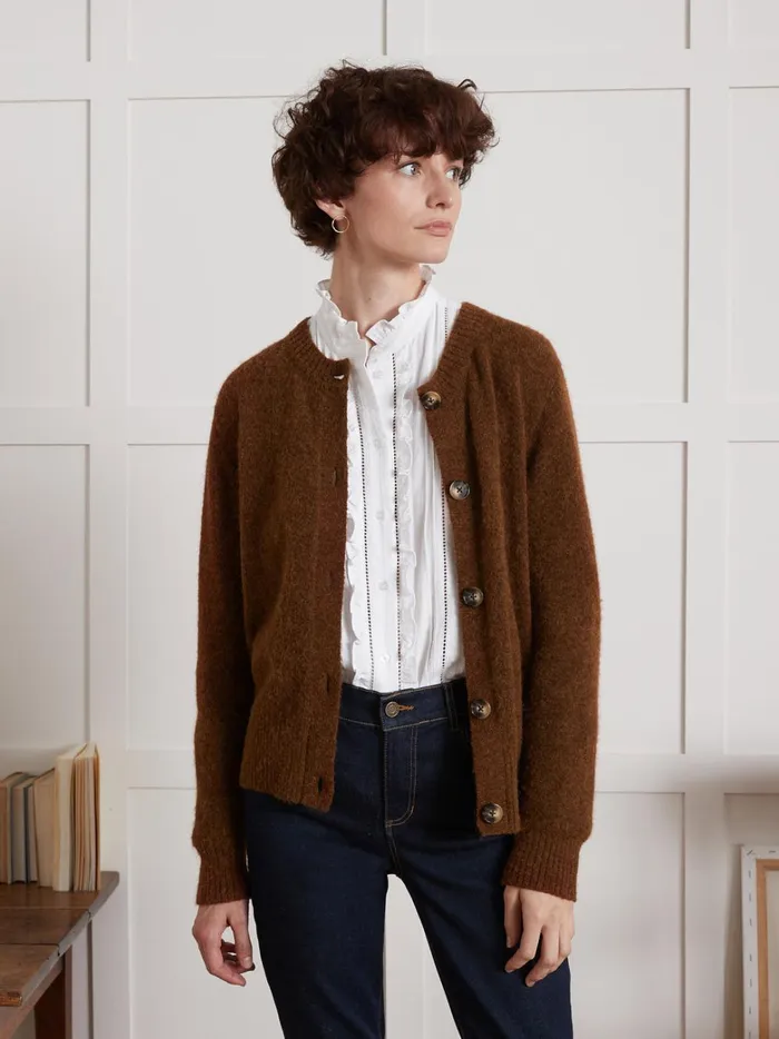 Women Clothing Cyrillus Wool An Alpaca Cardigan Moka