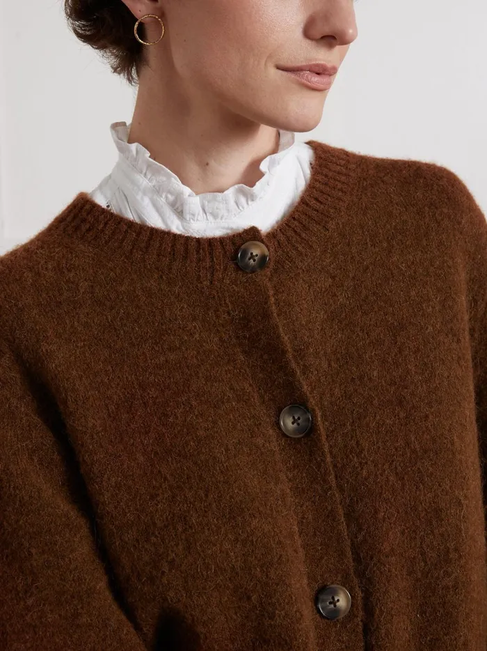 Women Clothing Cyrillus Wool An Alpaca Cardigan Moka