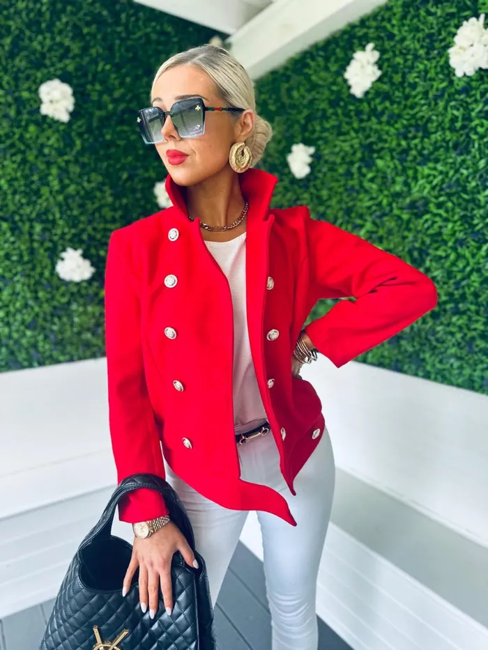 Women Coats and Jackets Canella Lane Jackson Detailed Jacket Red