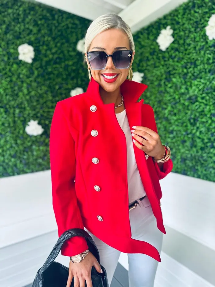 Women Coats and Jackets Canella Lane Jackson Detailed Jacket Red