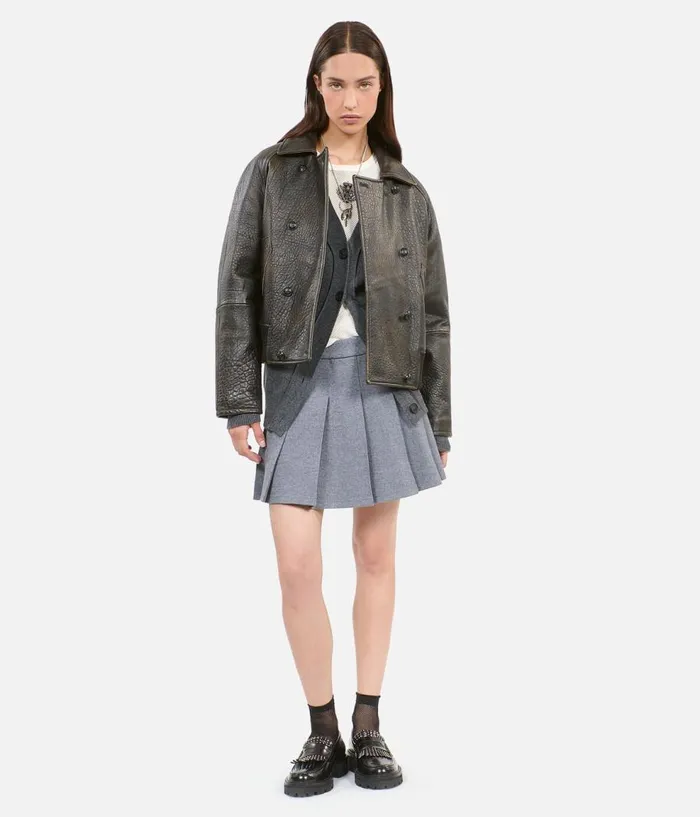 Women Coats and Jackets THE KOOPLES Brown Leather Jacket