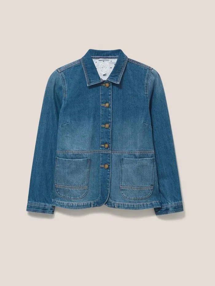 Women COATS and JACKETS White Stuff Carrie Denim Cotton Jacket Mid Denim Women COATS and JACKETS White Stuff Carrie Denim Cotton Jacket Mid Denim