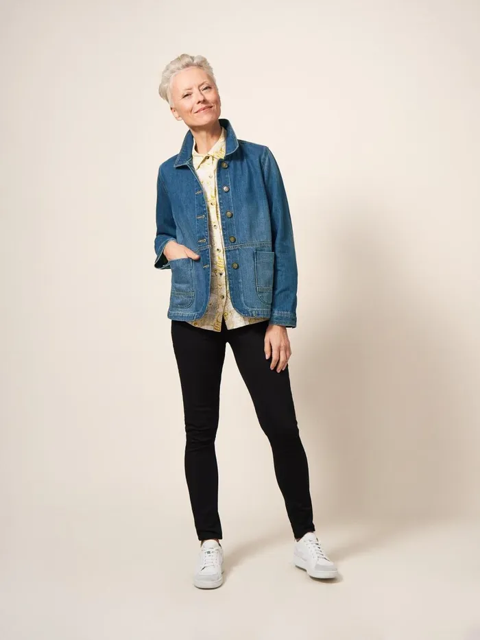 Women COATS and JACKETS White Stuff Carrie Denim Cotton Jacket Mid Denim Women COATS and JACKETS White Stuff Carrie Denim Cotton Jacket Mid Denim