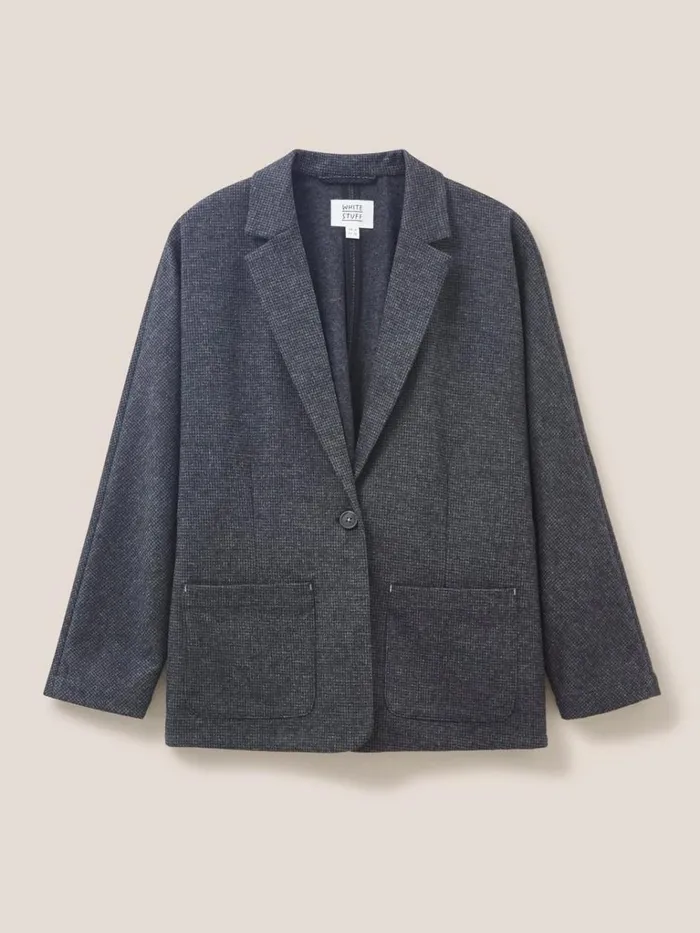 Women COATS and JACKETS White Stuff Daphne Smart Long Sleeve Jersey Blazer Grey Multi