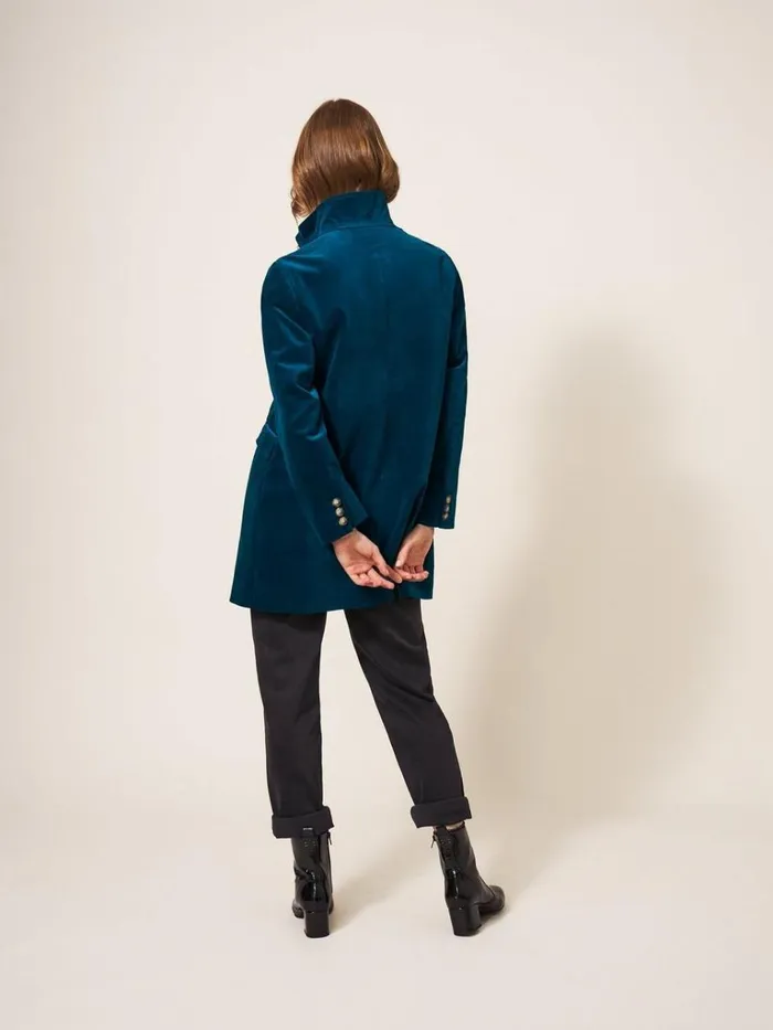 Women COATS and JACKETS White Stuff Karla Smart Velvet Coat Dk Teal Women COATS and JACKETS White Stuff Karla Smart Velvet Coat Dk Teal