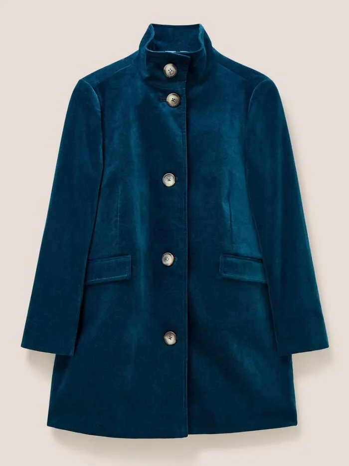Women COATS and JACKETS White Stuff Karla Smart Velvet Coat Dk Teal Women COATS and JACKETS White Stuff Karla Smart Velvet Coat Dk Teal