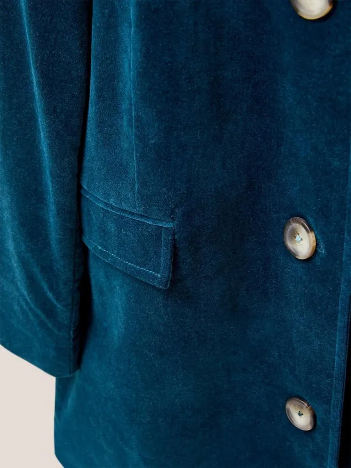Women COATS and JACKETS White Stuff Karla Smart Velvet Coat Dk Teal Women COATS and JACKETS White Stuff Karla Smart Velvet Coat Dk Teal