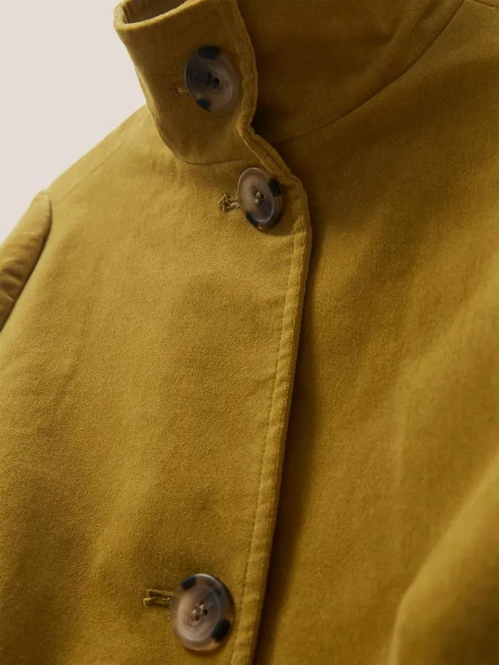Women COATS and JACKETS White Stuff Karla Velvet Coat Mid Chartreuse