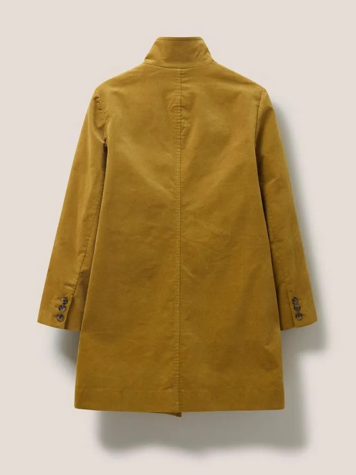 Women COATS and JACKETS White Stuff Karla Velvet Coat Mid Chartreuse
