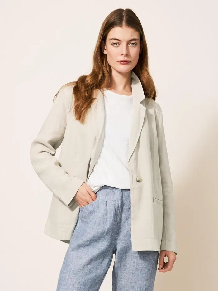 Women COATS and JACKETS White Stuff Scarlett Linen Blend Blazer Light Natural Women COATS and JACKETS White Stuff Scarlett Linen Blend Blazer Light Natural