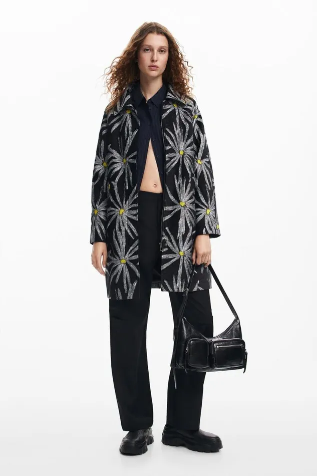 Women Coats And Jackets Desigual Daisy Print Coat