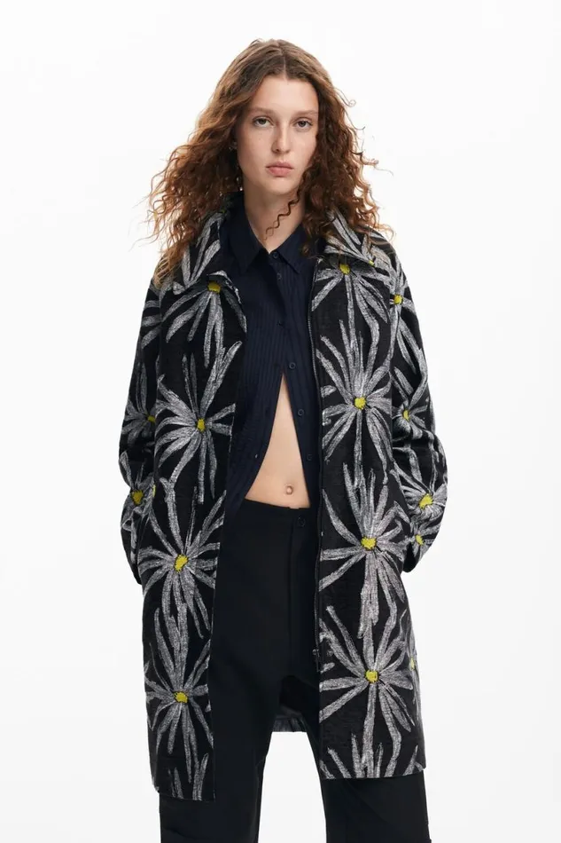 Women Coats And Jackets Desigual Daisy Print Coat