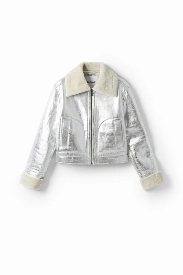 Women Coats And Jackets Desigual Doublesided Metallic Aviator Jacket