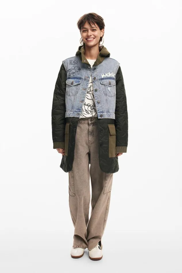 Women Coats And Jackets Desigual Hybrid Parka With Mickey Hood