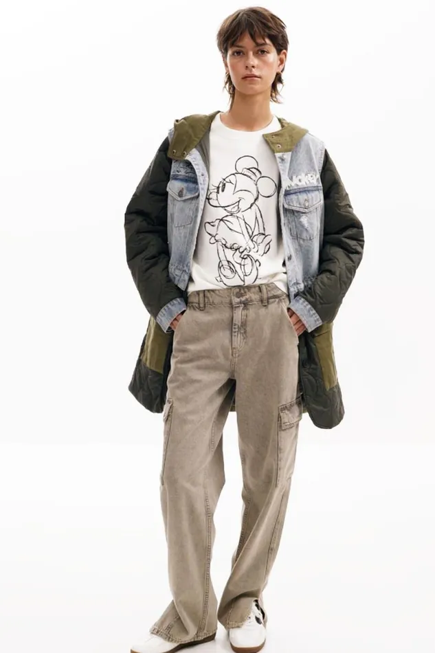 Women Coats And Jackets Desigual Hybrid Parka With Mickey Hood