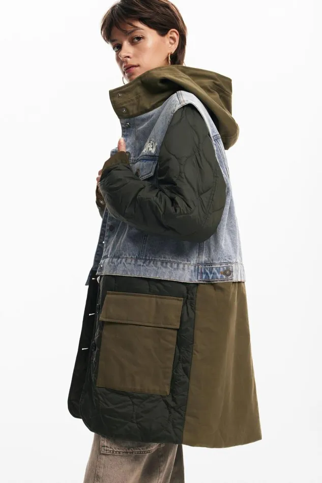 Women Coats And Jackets Desigual Hybrid Parka With Mickey Hood