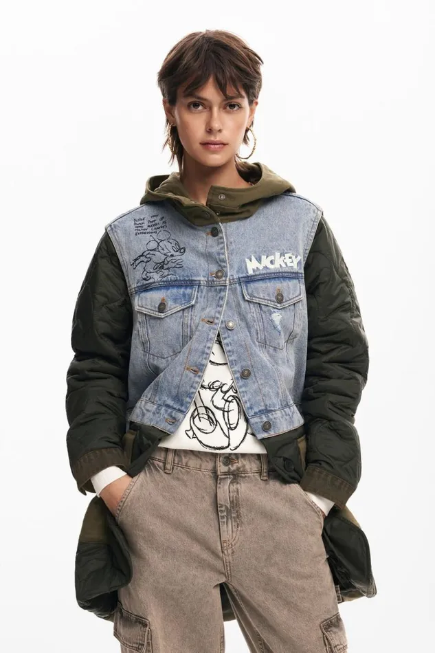 Women Coats And Jackets Desigual Hybrid Parka With Mickey Hood