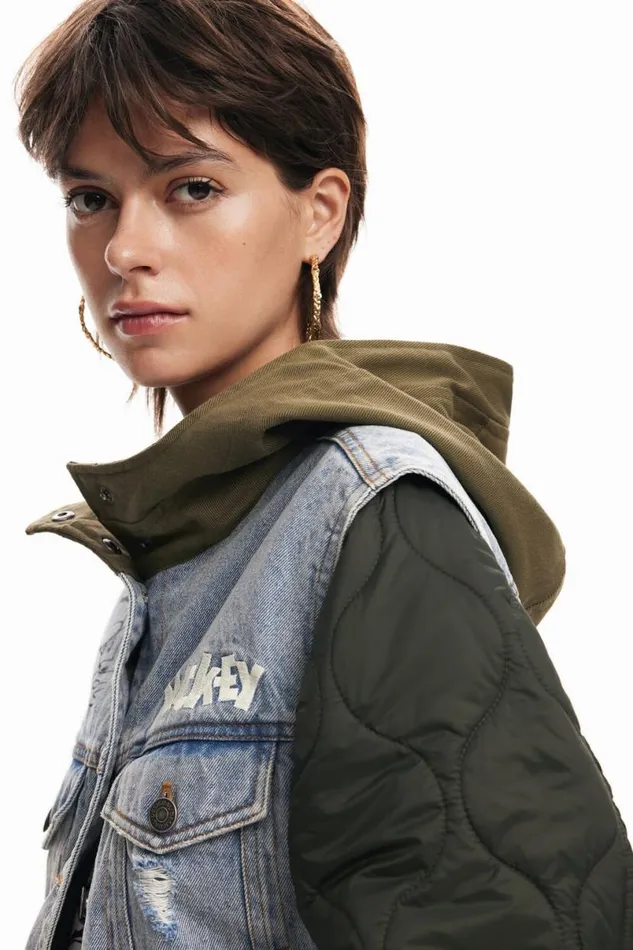 Women Coats And Jackets Desigual Hybrid Parka With Mickey Hood