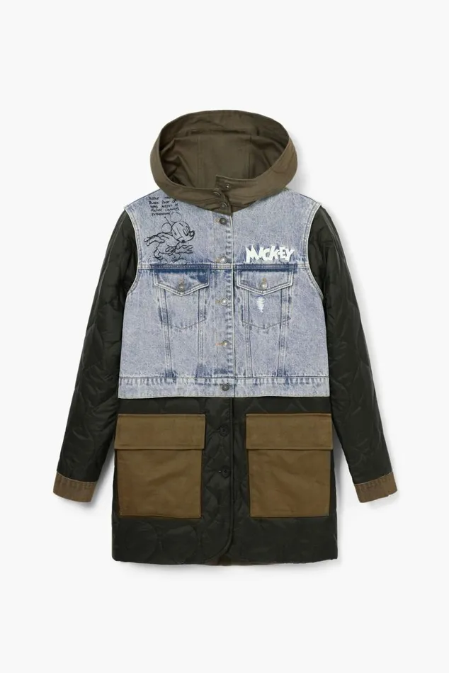 Women Coats And Jackets Desigual Hybrid Parka With Mickey Hood