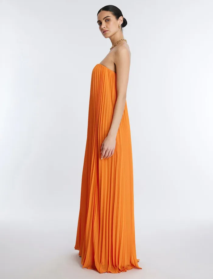 Women Cocktail and Party Dresses BCBG Cressida Strapless Gown Russet Orange