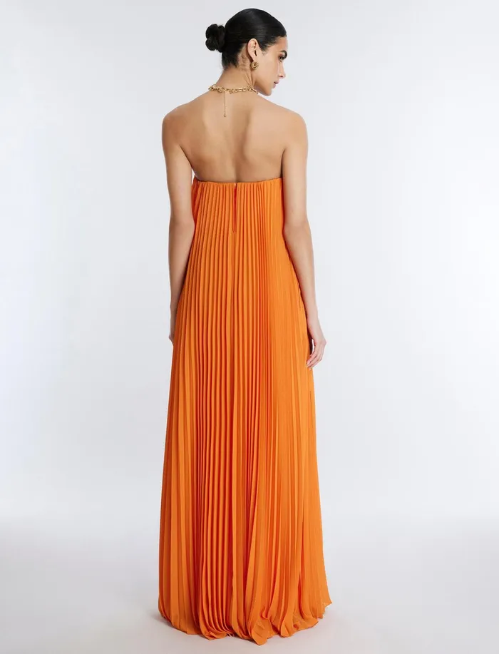 Women Cocktail and Party Dresses BCBG Cressida Strapless Gown Russet Orange