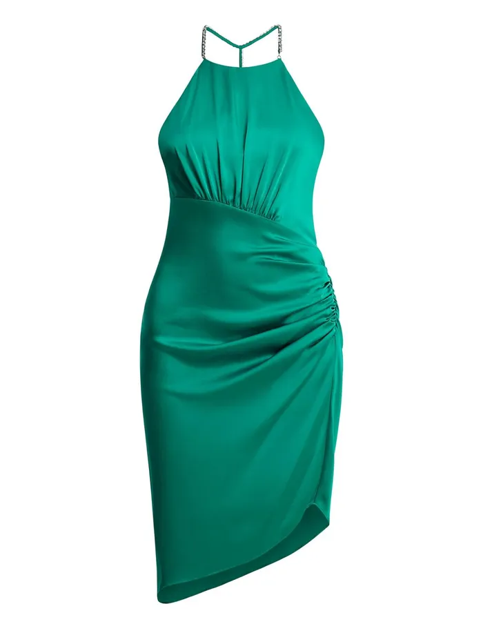 Women Cocktail and Party Dresses BCBG Green Anwen Ruched Mini Dress Green