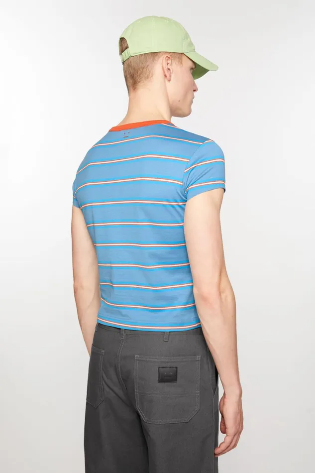 Women Crew Neck Tshirt 8211 Fitted Fit Sea Blue Acne Studios Tshirts