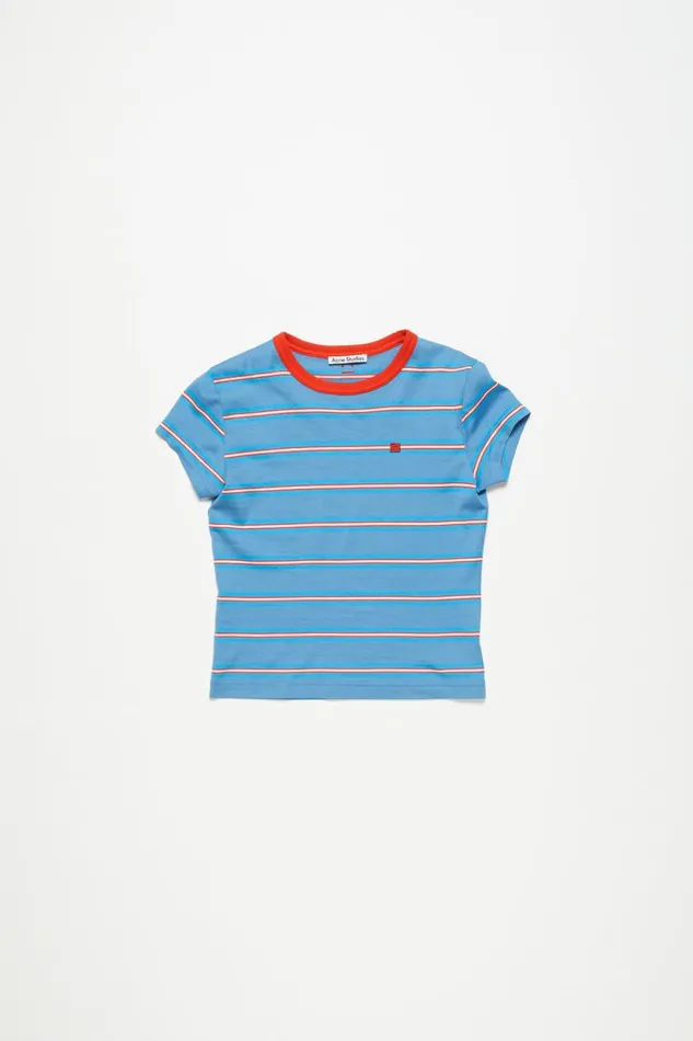Women Crew Neck Tshirt 8211 Fitted Fit Sea Blue Acne Studios Tshirts