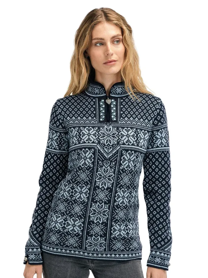 Women Dale Of Norway Halfzip Peace Knit Sweater