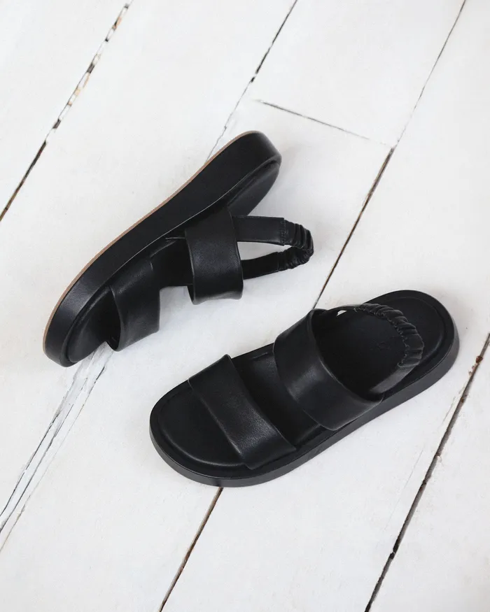 Women Dana flat sandals black leather FLAT SANDALS jomercer Women Dana flat sandals black leather FLAT SANDALS jomercer