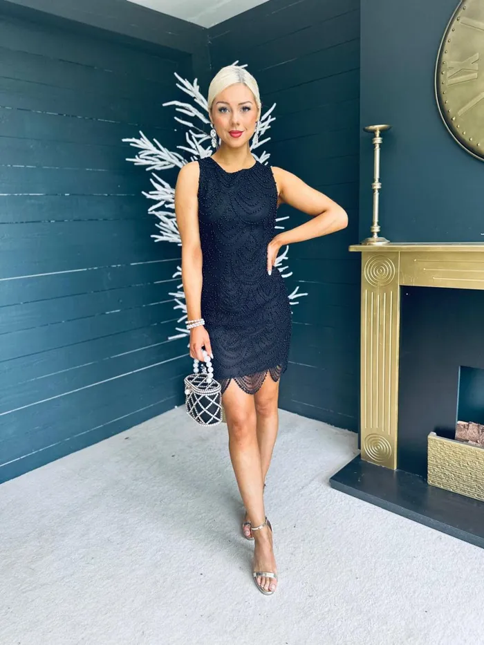 Women Day Dress Canella Lane Brandi Embellished Mini Dress Black