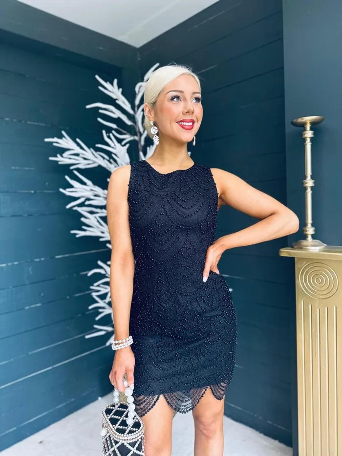 Women Day Dress Canella Lane Brandi Embellished Mini Dress Black