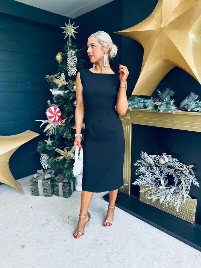 Women Day Dress Canella Lane Hilda Scoup Back Midi Dress Black