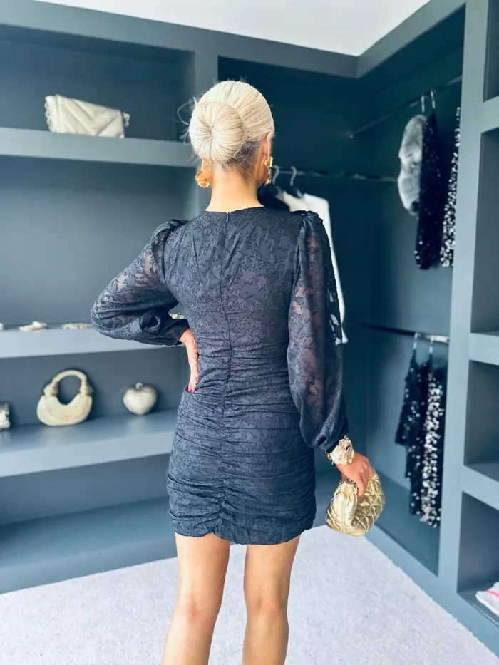 Women Day Dress Canella Lane Imelda Frill Detail Mini Dress Black