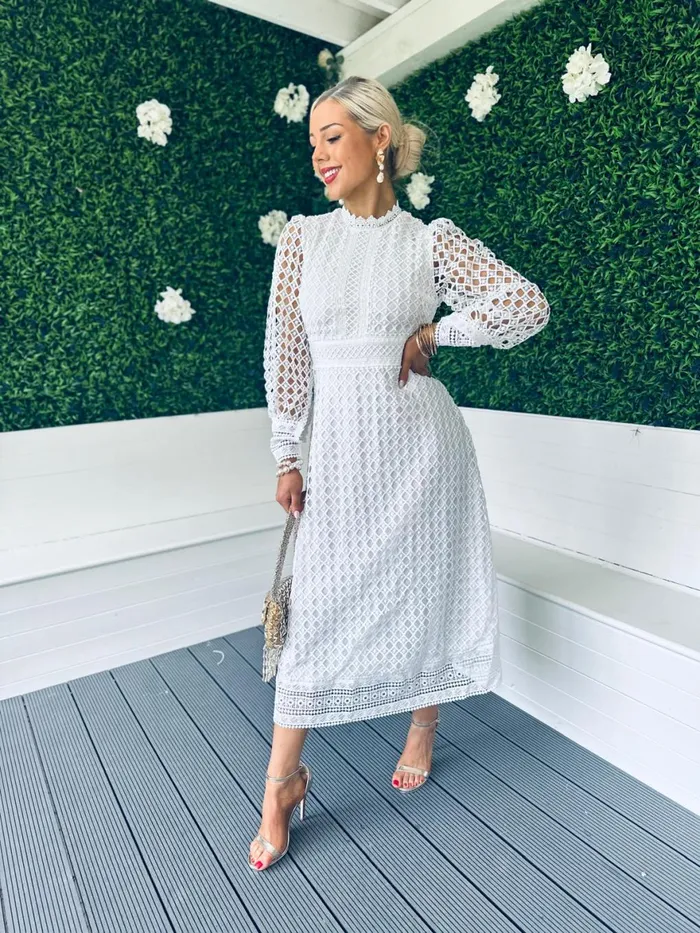 Women Day Dress Canella Lane London Crochet Detail Dress White