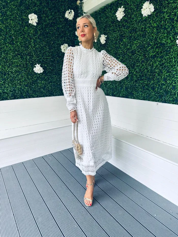 Women Day Dress Canella Lane London Crochet Detail Dress White