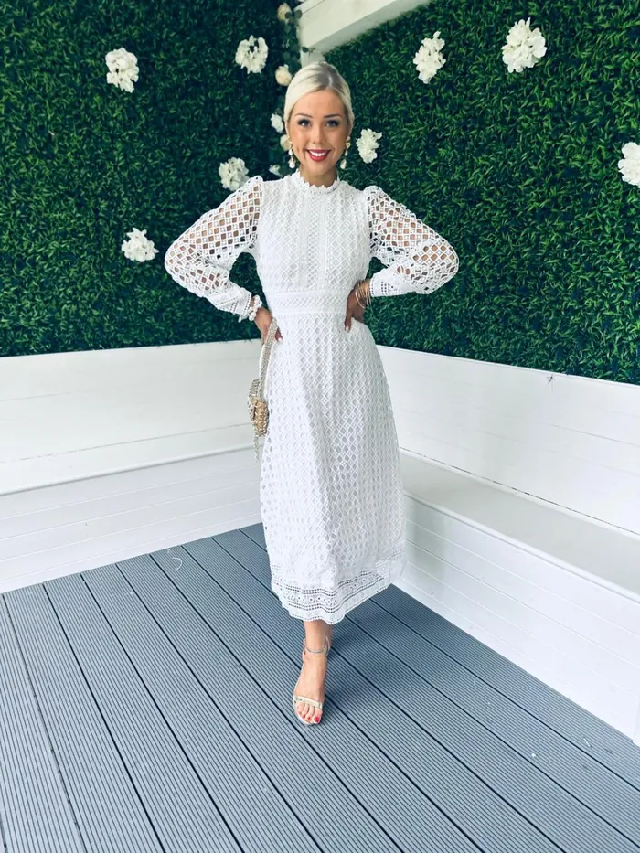 Women Day Dress Canella Lane London Crochet Detail Dress White