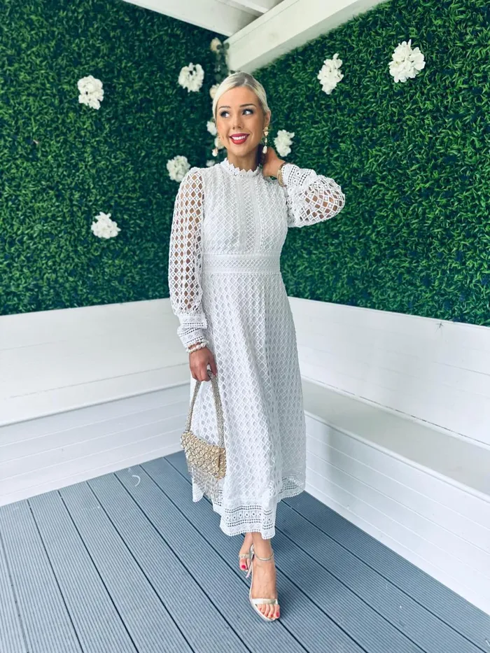 Women Day Dress Canella Lane London Crochet Detail Dress White