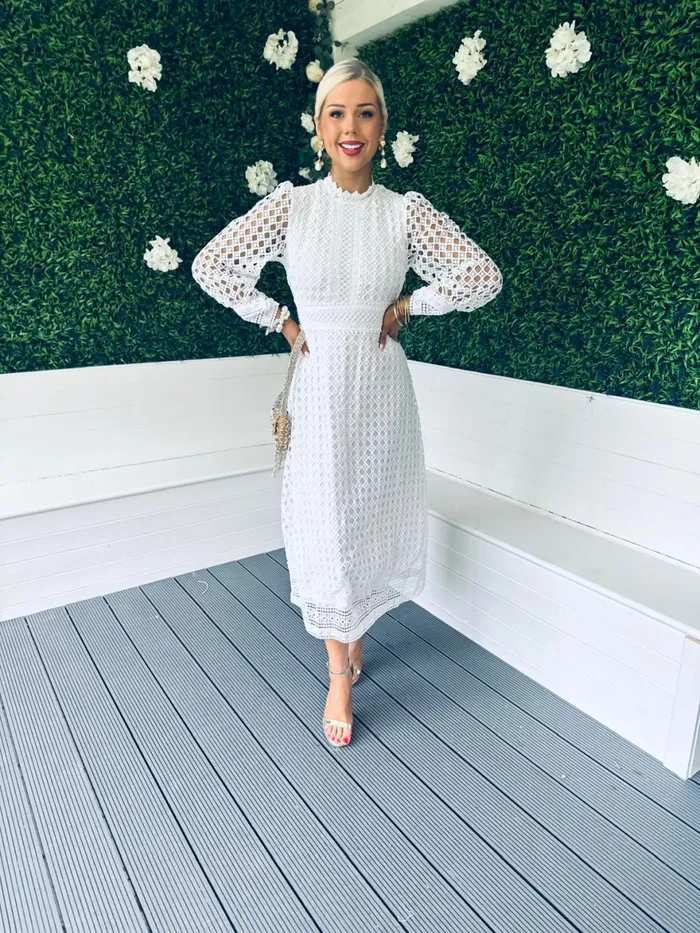 Women Day Dress Canella Lane London Crochet Detail Dress White