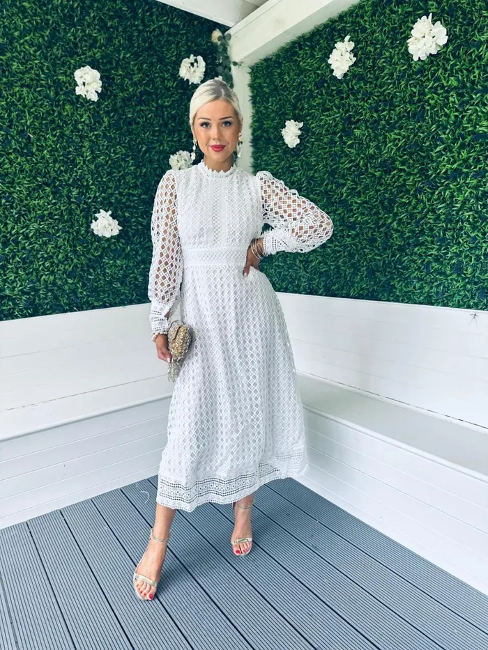 Women Day Dress Canella Lane London Crochet Detail Dress White