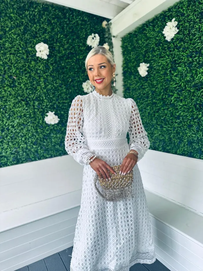Women Day Dress Canella Lane London Crochet Detail Dress White