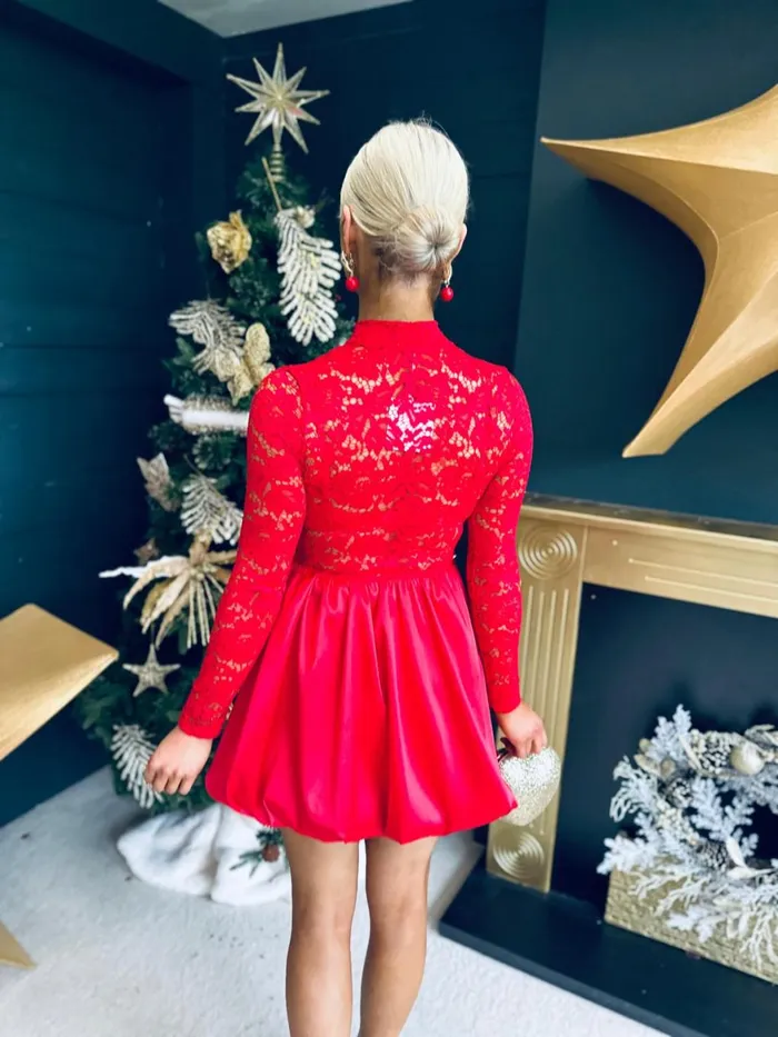 Women Day Dress Canella Lane Pria Detailed Mini Dress Red