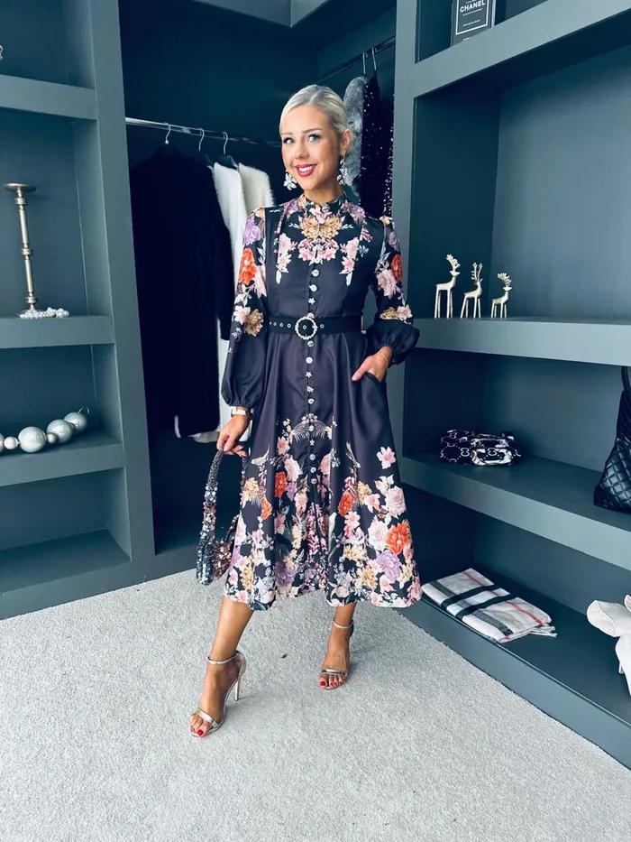 Women Day Dress Canella Lane Rhona Belted Occasion Dress Black