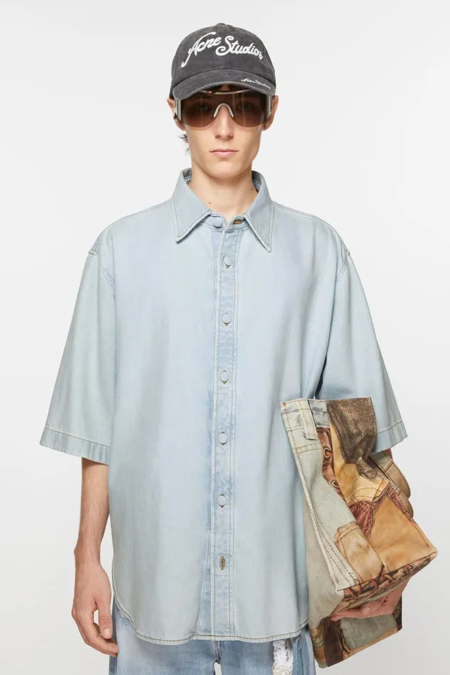 Women Denim Buttonup Shirt 8211 Relaxed Fit Indigo Blue Acne Studios Shirts and Blouses
